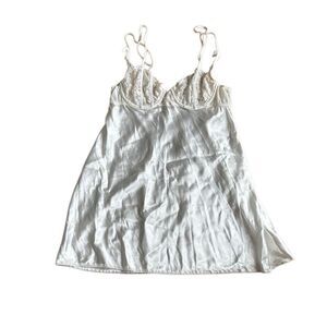 Y2K Vintage Morgan Taylor Satin and Lace Chemise Slip Dress Ivory Large